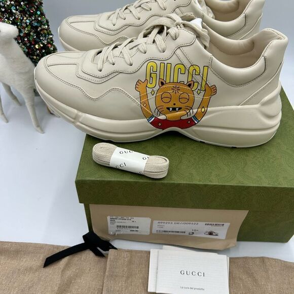 Men’s Gucci Rython cat logo print sneakers size 10.5 made in Italy - Picture 6 of 10